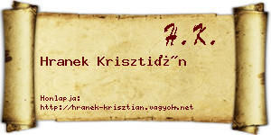 Hranek Krisztián névjegykártya